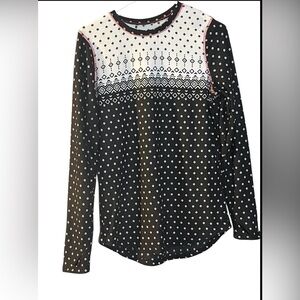 Cuddl Duds Climate soft holiday cozy long sleeve shirt pajama Medium black white